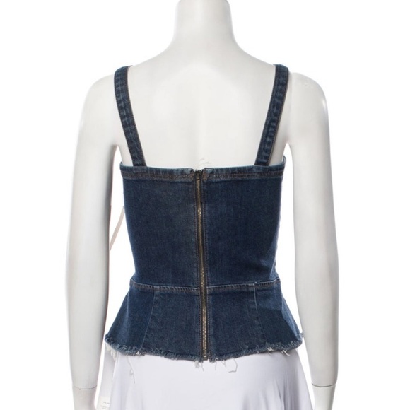 REFORMATION Denim LEXI Crop Blue Sleeveless Square Neckline Bustier Tie Front 4 - Picture 11 of 12